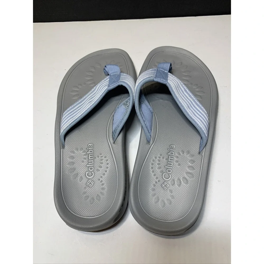 Columbia Womens Techlite Siesta Stripe Sandal Thong Flip Flop Sz 5 Beachy Casual